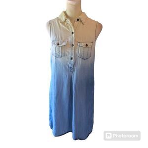 Given Kale Women's Lyocell Shirt Dress Blue Sleeveless Summer Fall Raw Size Smal